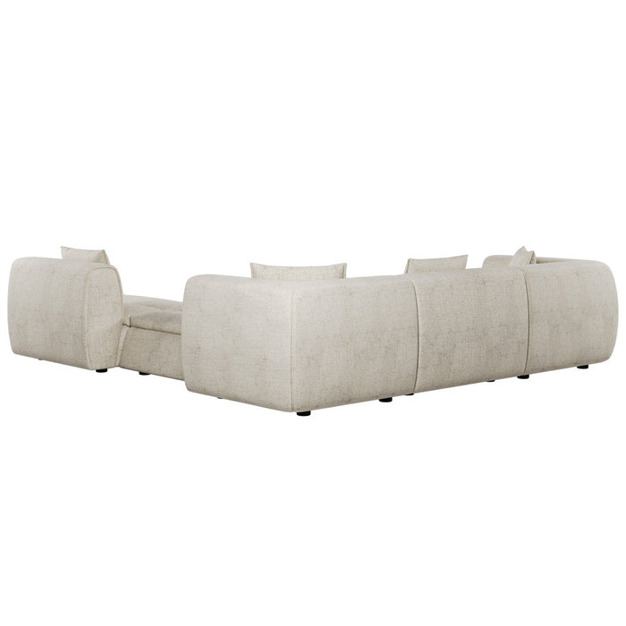 Hugo Byron 5-Seater L Shape Sofa with Ottoman - Nougat Speckle