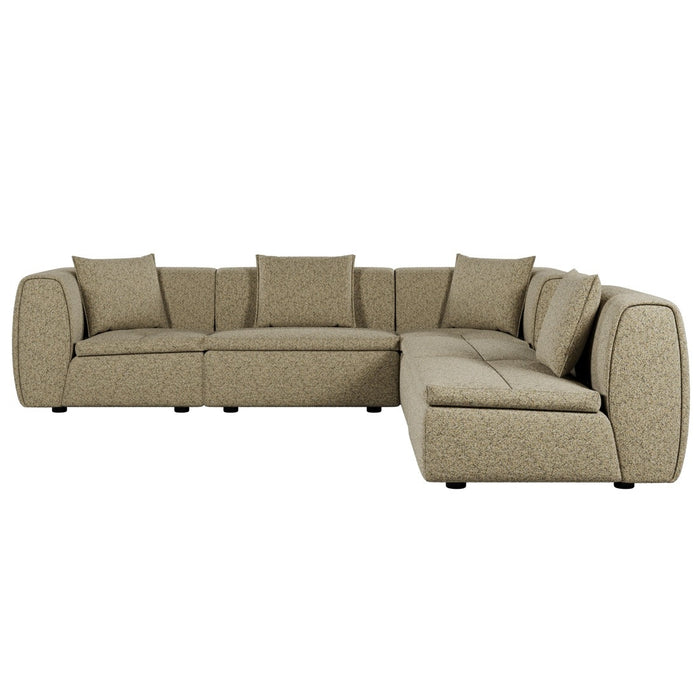 Hugo Byron 5-Seater L Shape Sofa with Ottoman - Staunch Camouflage
