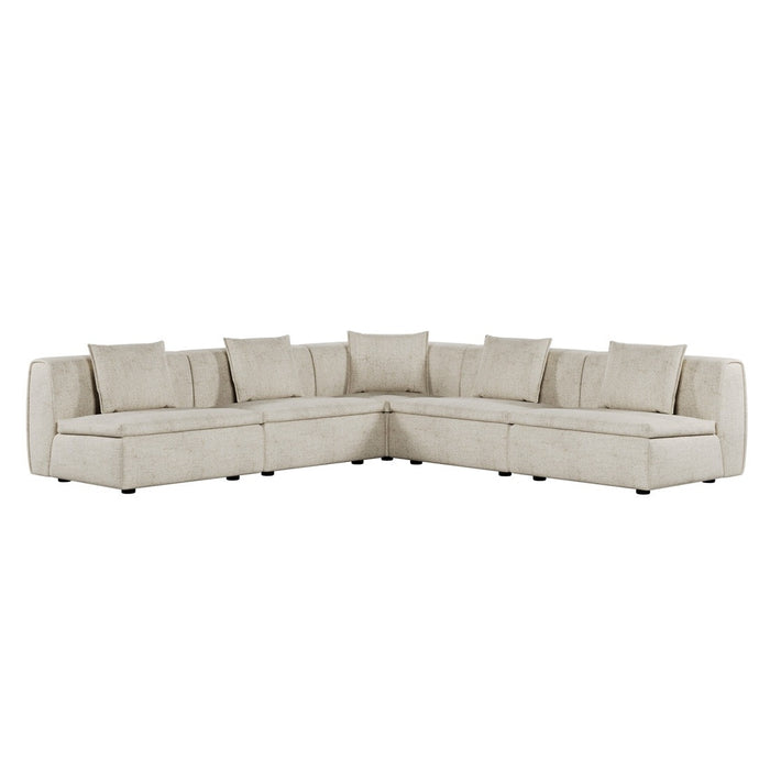 Hugo Byron 5-Seater L Shape Sofa - Nougat Speckle