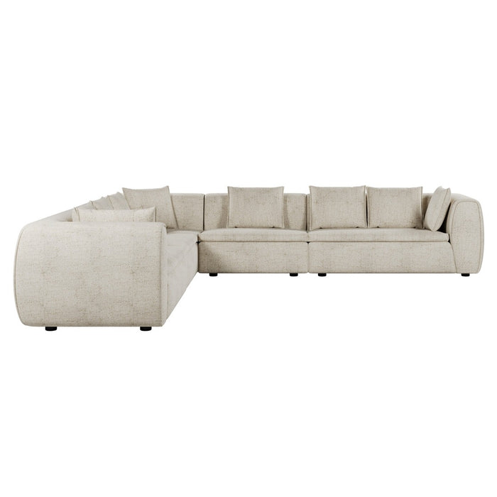 Hugo Byron 7-Seater L Shape Sofa with Arms - Nougat Speckle
