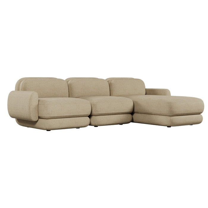 Juno Mello 3-Seater Reversible Chaise Sofa with Arms - Amber Weave / Oat Milk