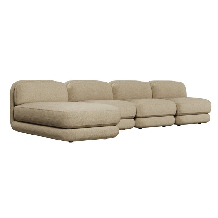 Juno Mello 4-Seater Reversible Chaise Sofa - Amber Weave / Oat Milk