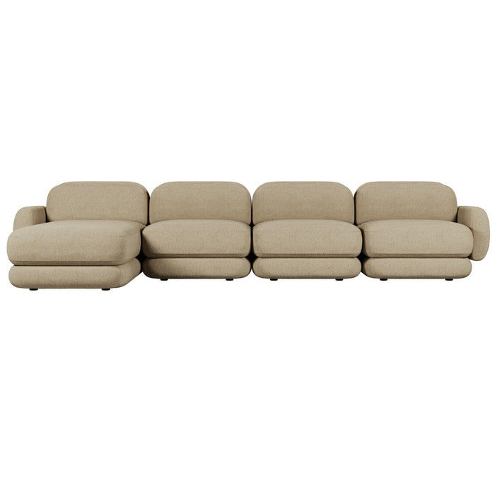 Juno Mello 4-Seater Reversible Chaise Sofa with Arms - Amber Weave / Oat Milk