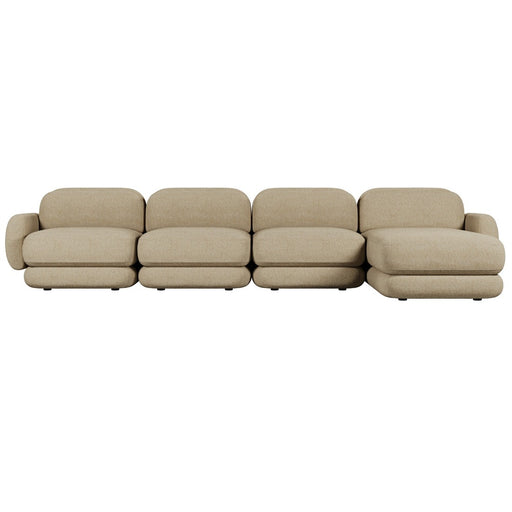 Juno Mello 4-Seater Reversible Chaise Sofa with Arms - Amber Weave / Oat Milk