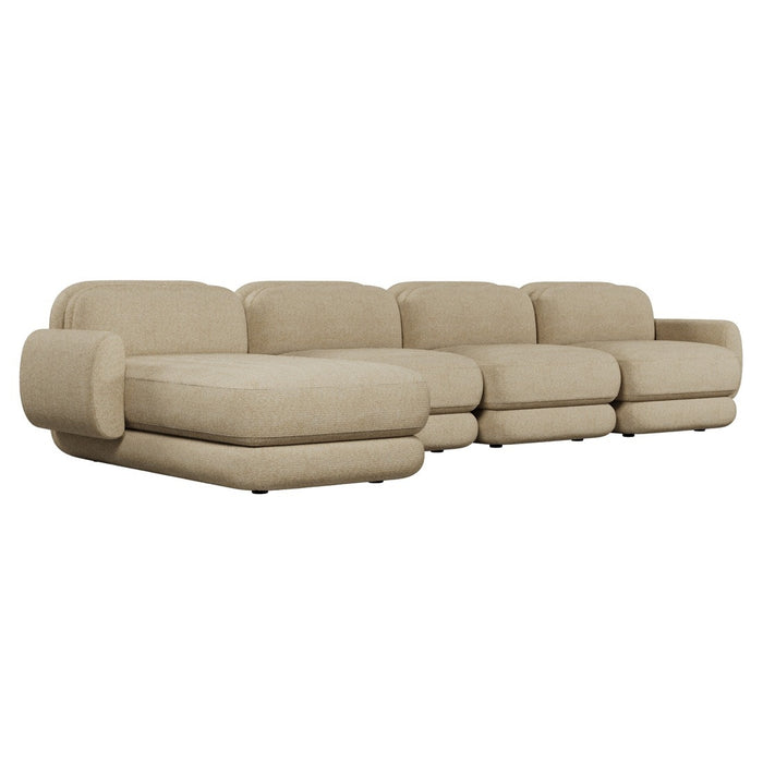 Juno Mello 4-Seater Reversible Chaise Sofa with Arms - Amber Weave / Oat Milk