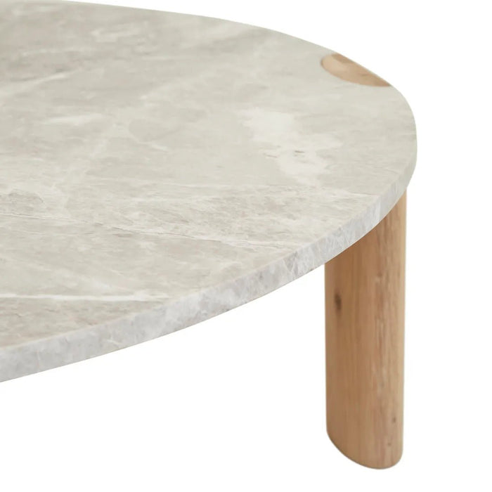 Willa Marble Coffee Table - Grey Marble - Light Oak
