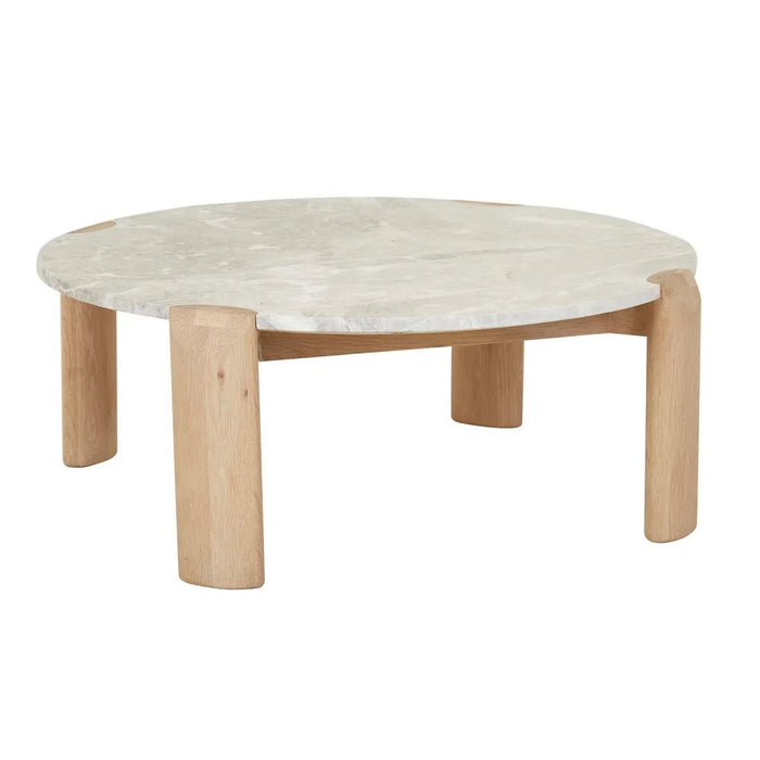 Willa Marble Coffee Table - Grey Marble - Light Oak