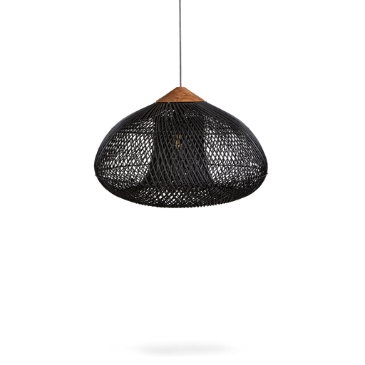 dBodhi Drum Lamp, a black woven pendant light