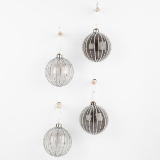 Caribbean Hanging Smoked Glass, Frosted Lines Bauble