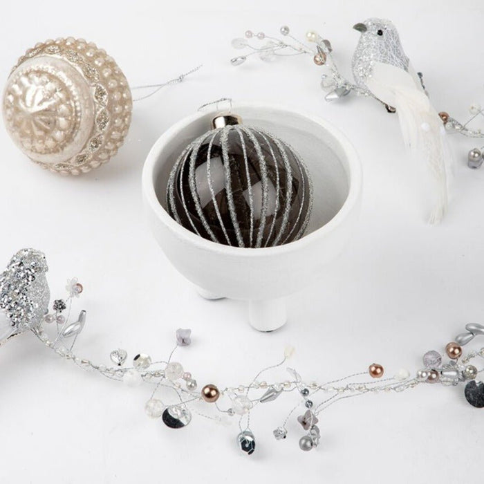 Caribbean Hanging Smoked Glass, Frosted Lines Bauble