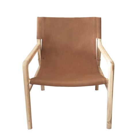 Cormac Teak Wood and Leather Chair