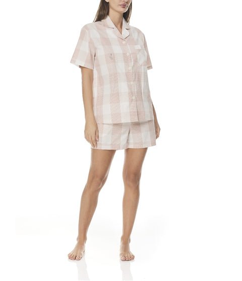 DINAH PINK CHECK SHORT PJ