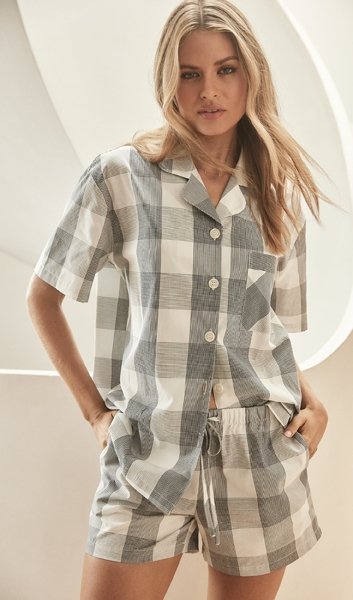 EMILY GREY CHECK SHORT PJ SET