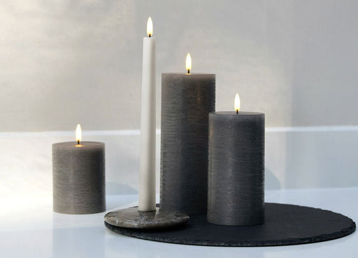 Uyuni Flameless Textured Pillar Candle