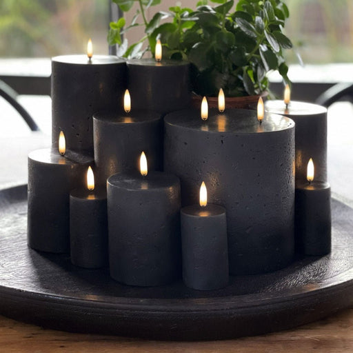Uyuni Flameless Textured Pillar Candle